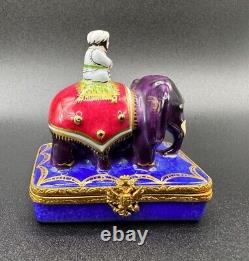 Limoges Faberge Royal Indian Elephant Porcelain Trinket Box Missing Staff