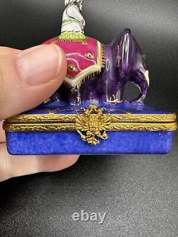 Limoges Faberge Royal Indian Elephant Porcelain Trinket Box Missing Staff