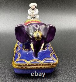 Limoges Faberge Royal Indian Elephant Porcelain Trinket Box Missing Staff