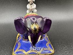 Limoges Faberge Royal Indian Elephant Porcelain Trinket Box Missing Staff