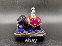 Limoges Faberge Royal Indian Elephant Porcelain Trinket Box Missing Staff