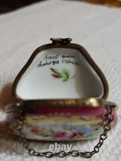 Limoges Floral Purse Trinket Box Peint Main Limoges France