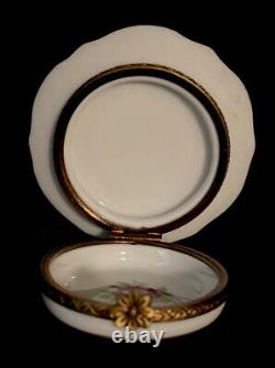 Limoges Floral Tea Cup & Saucer Trinket Box By Parry Vielle Peint Main France