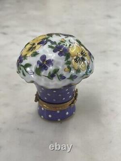 Limoges Flower Bouquet Trinket Pill Box