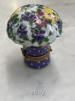 Limoges Flower Bouquet Trinket Pill Box