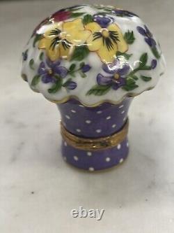 Limoges Flower Bouquet Trinket Pill Box