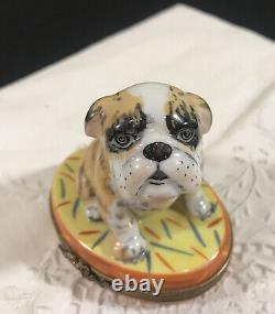 Limoges France 108/500 Handpainted Porcelain English Bulldog Trinket Box