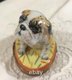 Limoges France 108/500 Handpainted Porcelain English Bulldog Trinket Box