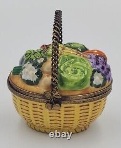 Limoges France 3D Vegetable Basket Large Trinket Pill Box GR