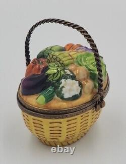 Limoges France 3D Vegetable Basket Large Trinket Pill Box GR