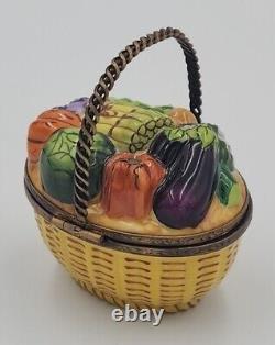 Limoges France 3D Vegetable Basket Large Trinket Pill Box GR