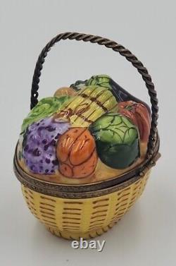 Limoges France 3D Vegetable Basket Large Trinket Pill Box GR