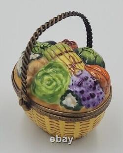 Limoges France 3D Vegetable Basket Large Trinket Pill Box GR