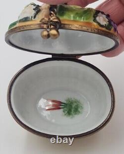 Limoges France 3D Vegetable Basket Large Trinket Pill Box GR