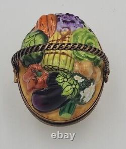 Limoges France 3D Vegetable Basket Large Trinket Pill Box GR