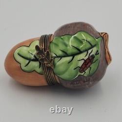 Limoges France Acorn Bug Trinket Pill Box Chamart