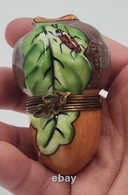 Limoges France Acorn Bug Trinket Pill Box Chamart