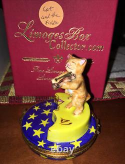 Limoges France Artoria Peint Main Nursery Rhyme Cat & Fiddle Trinket Box No 377