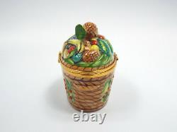 Limoges France Artoria Peint a la Main Hand Painted Fruit Basket Trinket Box