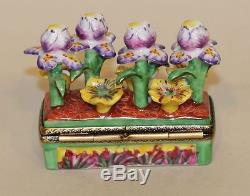 Limoges France Atelier Chamart Trinket Box Narcissus & Pansies Flowers 156/250