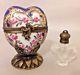 Limoges France Blue Floral Heart On Brass Stand Perfume Box (retired)