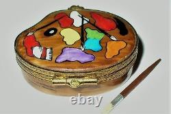 Limoges France Box Artist's Paint Palette & Brushes Removable Wooden Brush