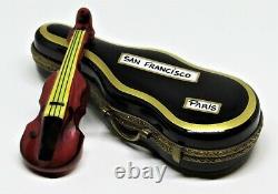 Limoges France Box- Case & Violin Paris & San Francisco Travel Labels Music