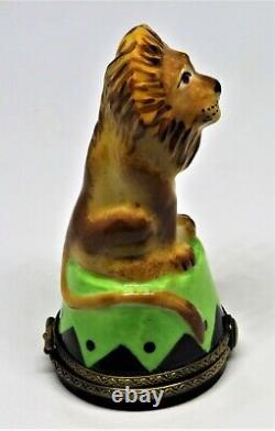 Limoges France Box Chamart Lion On A Pedestal Striped Circus Tent Inside