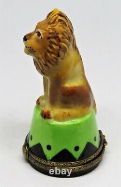 Limoges France Box Chamart Lion On A Pedestal Striped Circus Tent Inside
