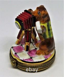 Limoges France Box Chamart Whimsical Spaniel Dog & Camera Photographer