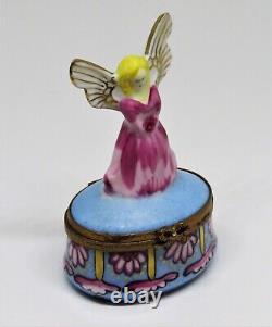 Limoges France Box Christmas Angel In A Pink Gown Pink Flowers