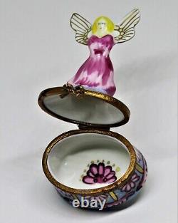 Limoges France Box Christmas Angel In A Pink Gown Pink Flowers