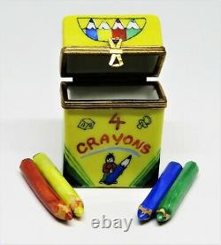 Limoges France Box Crayon Box & Four Removable Porcelain Crayons