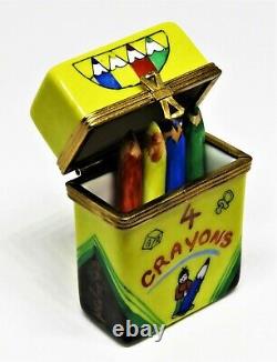 Limoges France Box Crayon Box & Four Removable Porcelain Crayons