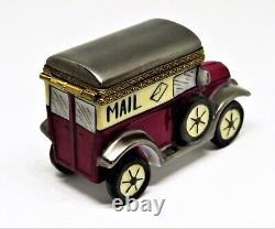 Limoges France Box Decor Ceram Antique Mail Truck Sack Of Mail Inside