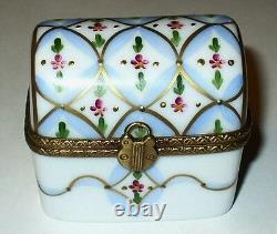 Limoges France Box Dubarry Chest & 3 Perfume Bottles Flowers Peint Main