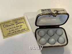 Limoges France Box Egg Carton & 6 Brown Eggs