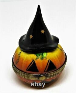 Limoges France Box Elda Halloween Jack-o-lantern & Witch's Hat 3d Candle