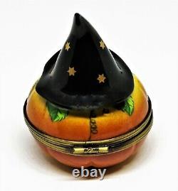 Limoges France Box Elda Halloween Jack-o-lantern & Witch's Hat 3d Candle