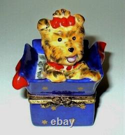 Limoges France Box Elda Yorkshire Terrier Dog In Gift Box Yorkie Peint Main