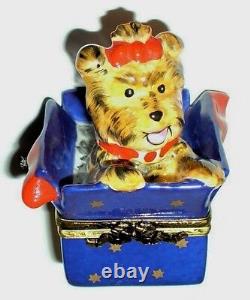 Limoges France Box Elda Yorkshire Terrier Dog In Gift Box Yorkie Peint Main