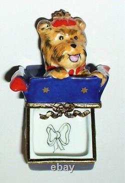 Limoges France Box Elda Yorkshire Terrier Dog In Gift Box Yorkie Peint Main