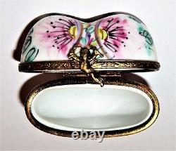 Limoges France Box Floral Heart Pink Flowers & Cupid Mother's Day