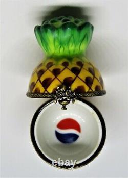 Limoges France Box Hawaiian Pineapple & Koa Wood Box Pepsi-cola Logo