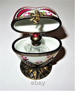 Limoges France Box Heart & Stand & Perfume Bottle Roses Valentine's Day