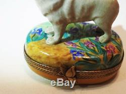 Limoges France Box Iris flowers Van Gogh Samoyed American Eskimo Spitz dog