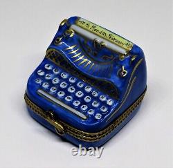 Limoges France Box Old-fashioned Rare Blue Typewriter Detailed Keyboard