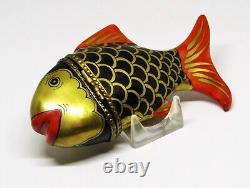 Limoges France Box Parry-vieille Vintage Gold & Black Fish Sailboat Clasp