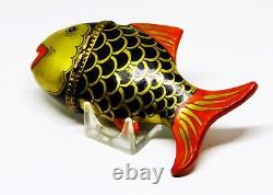 Limoges France Box Parry-vieille Vintage Gold & Black Fish Sailboat Clasp