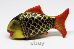 Limoges France Box Parry-vieille Vintage Gold & Black Fish Sailboat Clasp